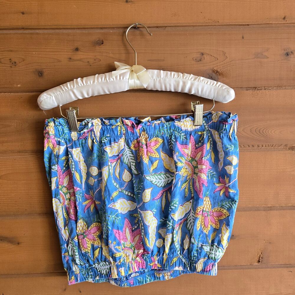 Starkx Bandeau Top Tube Bubble Crop Floral Summer Brights M Boho Tropical Beach - Picture 5 of 7